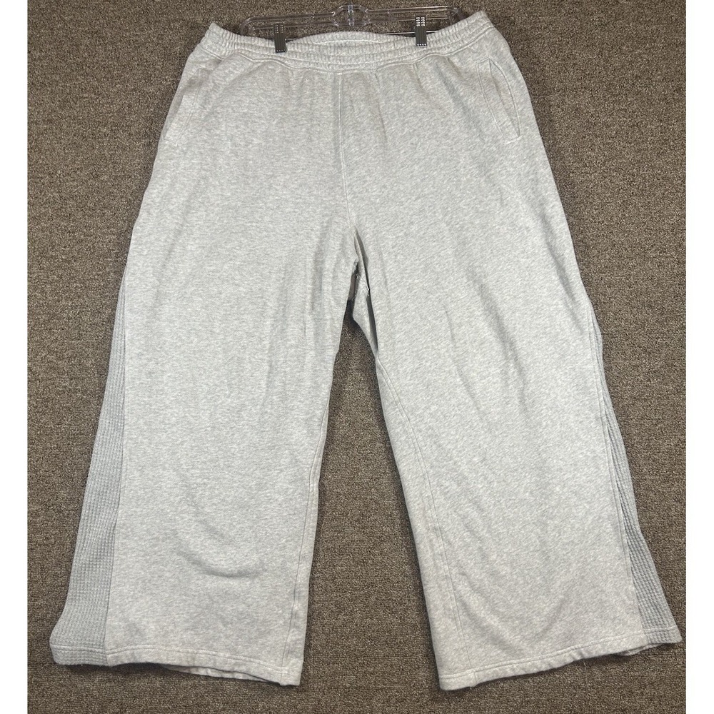 Aerie Straight Leg Baggie Gray Women's sweatpants XL waffle knit sides Y2K